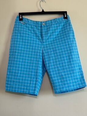 Lauren Ralph Lauren LRL Blue White Grid Bermuda Shorts Women's 8 - 12" Inseam